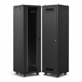 GERMA GM.LIN-XN26U66 - 26U 19" GERMA LIN-XN SERIES FREE STANDING TYPE CABINET FRONT GLASS / REAR METAL COVER W:600MM D:600MM